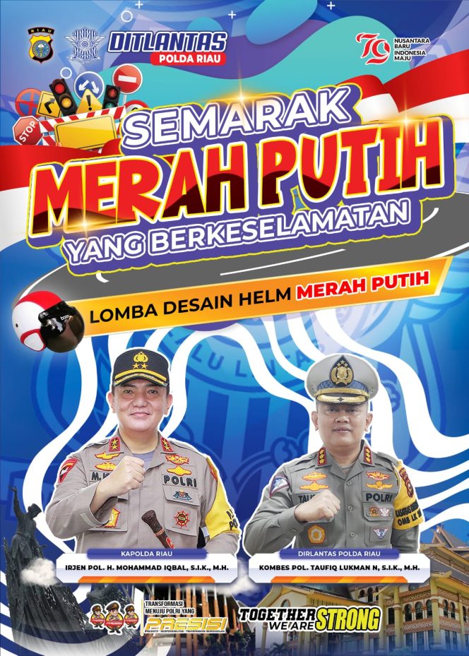 Ayo Meriahkan HUT RI Ke-79, Dirlantas Polda Riau Gelar Lomba Desain Helm Merah Putih.