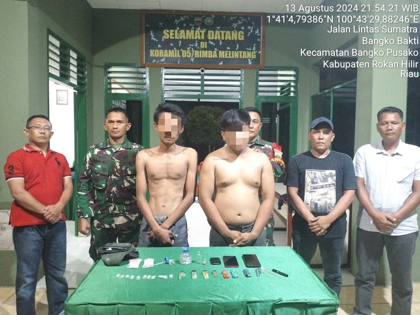 Dua Pria Diduga Pengedar Narkoba di Ringkus Koramil 0321-05/ RM.
