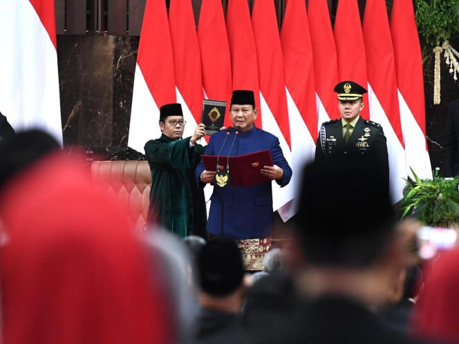 Prabowo Subianto Saat Dilantik Menjadi Presiden RI 2024-2029.
