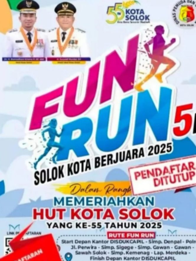 
					Semarakkan  HUT Kota Solok ke-55, Bakal Dimerahkan Gelaran Fun Run Solokkota Berjuara 2025