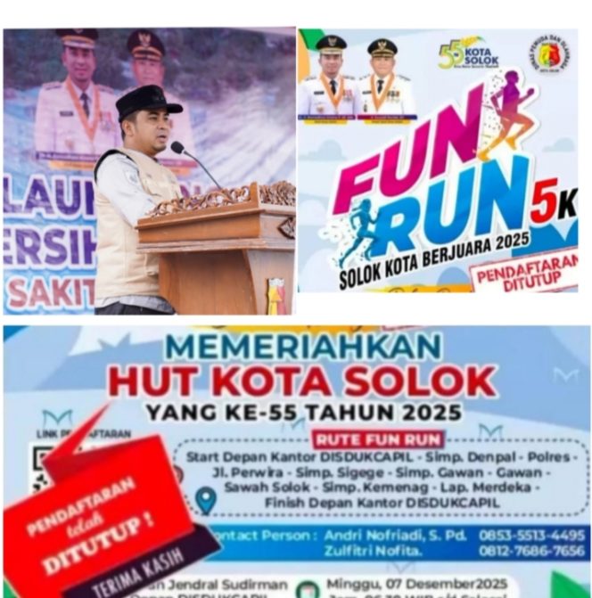 
					Diakibatkan Bencana Melanda Kota Solok, Pelaksaan Fun Run Solokkota Berjuara 2025 Terjadi Pengunduran Waktu